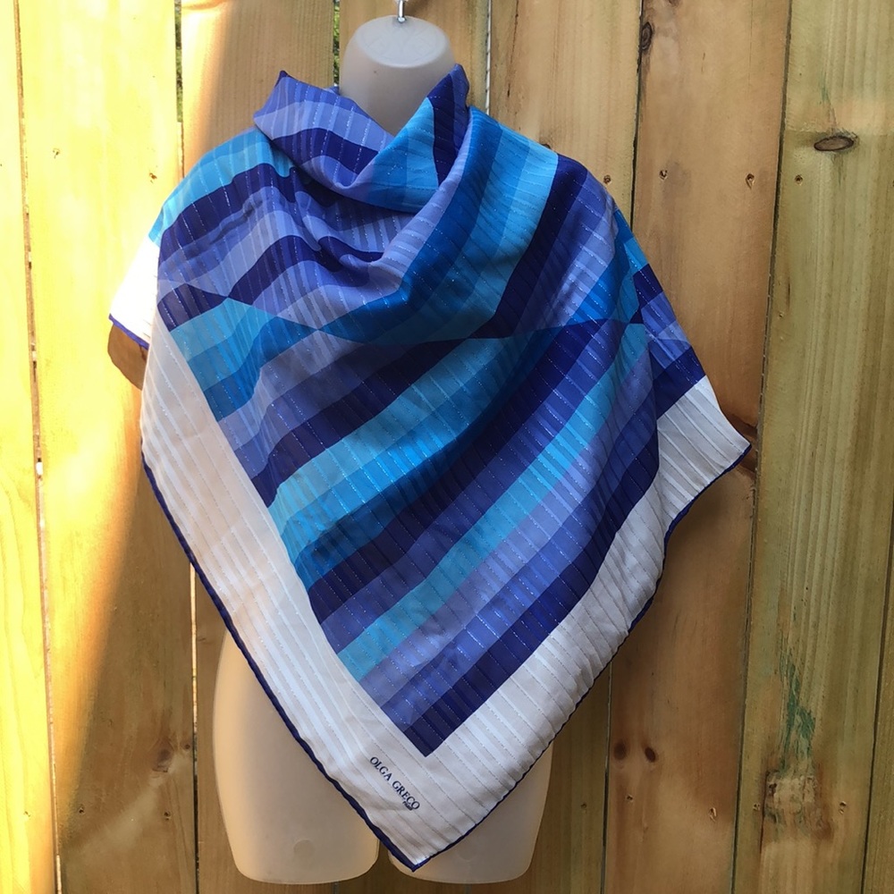 VTG Olga Greco Paris Large Square Scarf Shawl Polyester